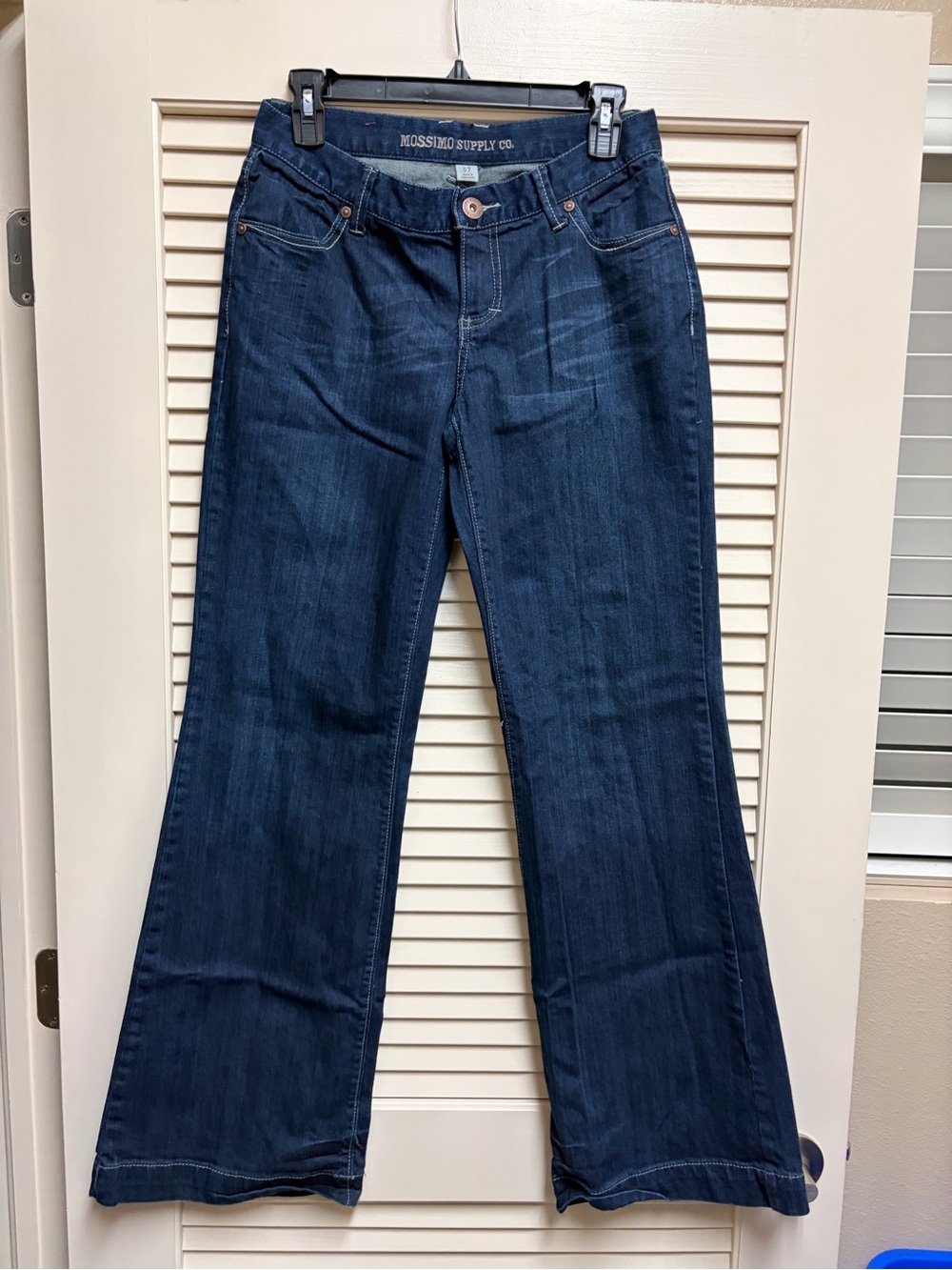 VTG Mossimo Supply Co Womens Flare Jeans Size 7 Dark Wash Stretch Y2K Boho Retro